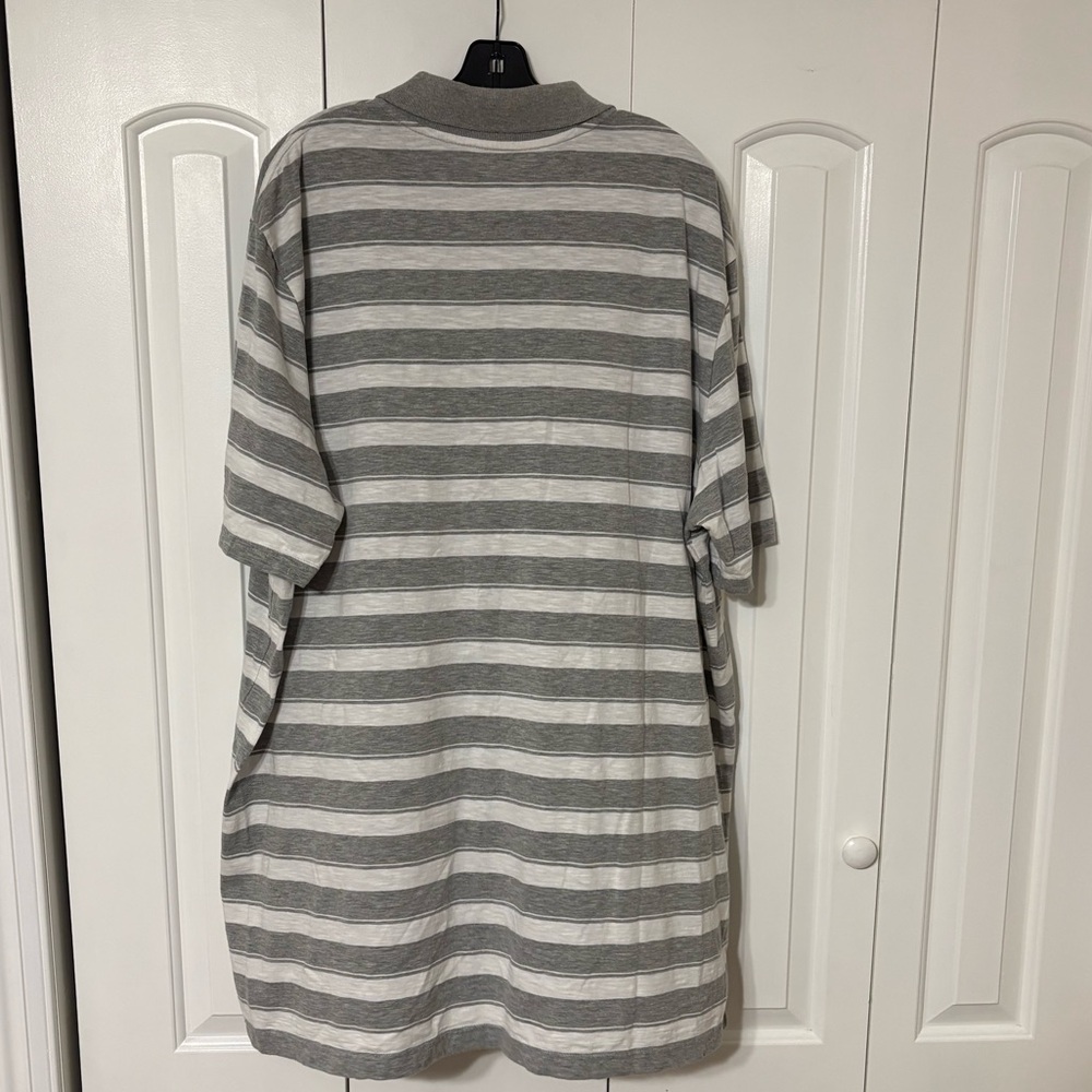 Men’s Big & Tall- gray striped polo. Size 3XLT - Picture 2 of 6